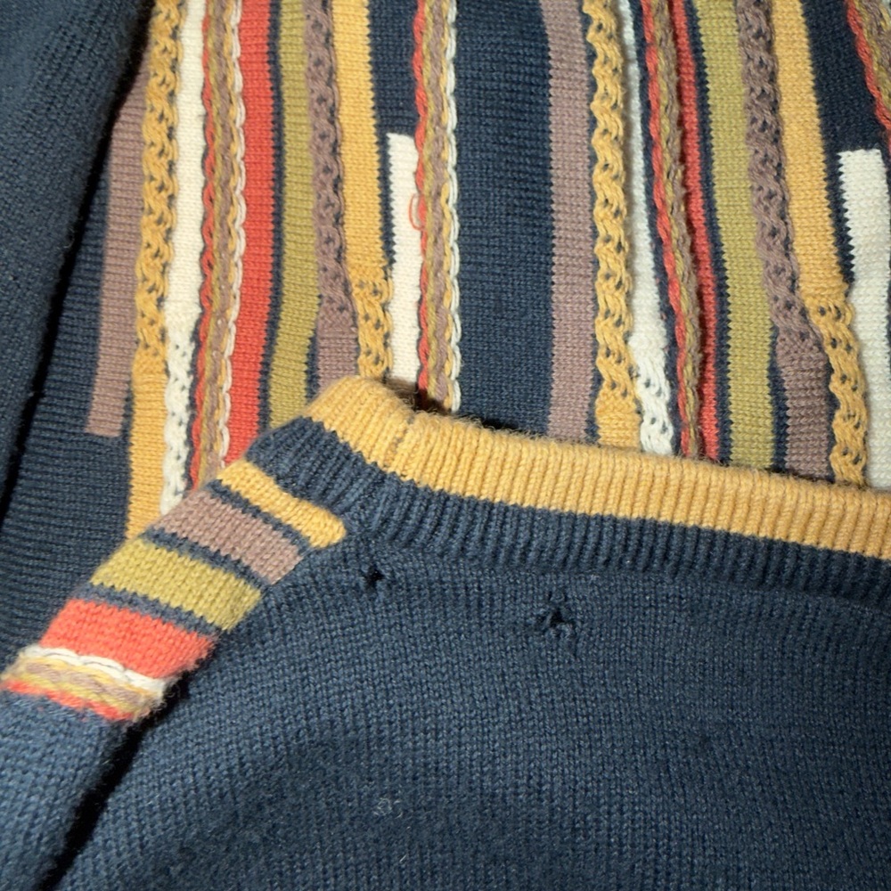 VTG Coogi-Style 3D Design Navy Crewneck Sweater Size Men’s Large - Picture 9 of 9